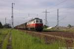 br-232-233-234-241-242-db/268415/232-409-3-db-schenker-rail-deutschland 232 409-3 DB Schenker Rail Deutschland AG mit einem H-Wagen Ganzzug in Satzkorn und fuhr in Richtung Golm weiter. 16.05.2013