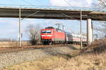 BR 120/599744/120-146-6-mit-dem-ic-2223 120 146-6 mit dem IC 2223 von Berlin Südkreuz nach Aachen Hbf in Nennhausen. 13.02.2018