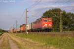 BR 139/272705/139-285-1-egp---eisenbahngesellschaft-potsdam 139 285-1 EGP - Eisenbahngesellschaft Potsdam mbH mit einem Containerzug bei Rathenow und fuhr in Richtung Stendal weiter. 08.06.2013
