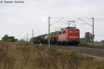 BR 140/298218/140-585-1-db-schenker-rail-deutschland 140 585-1 DB Schenker Rail Deutschland AG mit einem gemischtem Gterzug in Vietznitz und fuhr in Richtung Nauen weiter. 08.10.2013