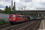 BR 151/218450/151-001-5-db-schenker-rail-deutschland 151 001-5 DB Schenker Rail Deutschland AG mit einem Containerzug in Hamburg-Harburg und fuhr nach Maschen. 31.08.2012