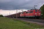 BR 151/268994/151-076-7--151-049-4-db 151 076-7 & 151 049-4 DB Schenker Rail Deutschland AG mit dem GM 60225 von Hansaport nach Ziltendorf EKO in Vietznitz. 21.05.2013