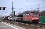 BR 152/184920/152-034-5-mit-einem-gemischtem-gueterzug 152 034-5 mit einem gemischtem Gterzug in Rathenow in Richtung Wustermark unterwegs. 14.03.2012