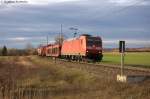 BR 185/313191/185-157-5-db-schenker-rail-deutschland 185 157-5 DB Schenker Rail Deutschland AG kam mit einem gemischten Güterzug aus Richtung Salzwedel komment durch Stendal(Wahrburg). Sie fuhr in Richtung Rathenow weiter. 27.12.2013