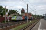 br-185-private/200030/185-543-6-itl-eisenbahn-gmbh-mit 185 543-6 ITL Eisenbahn GmbH mit einem Containerzug in Rathenow, in Richtung Stendal unterwegs. 30.05.2012 