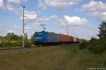 br-185-private/345275/185-511-3-alpha-trains-fuer-metrans 185 511-3 Alpha Trains fr METRANS Rail s.r.o. mit einem Containerzug in Stendal und fuhr in Richtung Salzwedel weiter. 31.05.2014