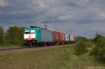 br-186-private/342443/e-186-127-alpha-trains-fuer E 186 127 Alpha Trains für ITL - Eisenbahngesellschaft mbH mit einem Containerzug in Stendal und fuhr in Richtung Salzwedel weiter. 16.05.2014
