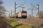 ITL/262098/185-650-9-itl-eisenbahn-gmbh-mit 185 650-9 ITL Eisenbahn GmbH mit einem Kesselzug 'Umweltgefhrdender Stoff, flssig' in Vietznitz und fuhr in Richtung Nauen weiter. 20.04.2013